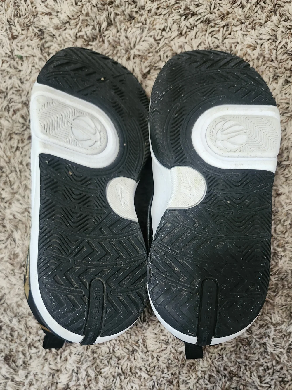 Nike 6.5Y  Black and Gold Velcro Athletic Sneakers